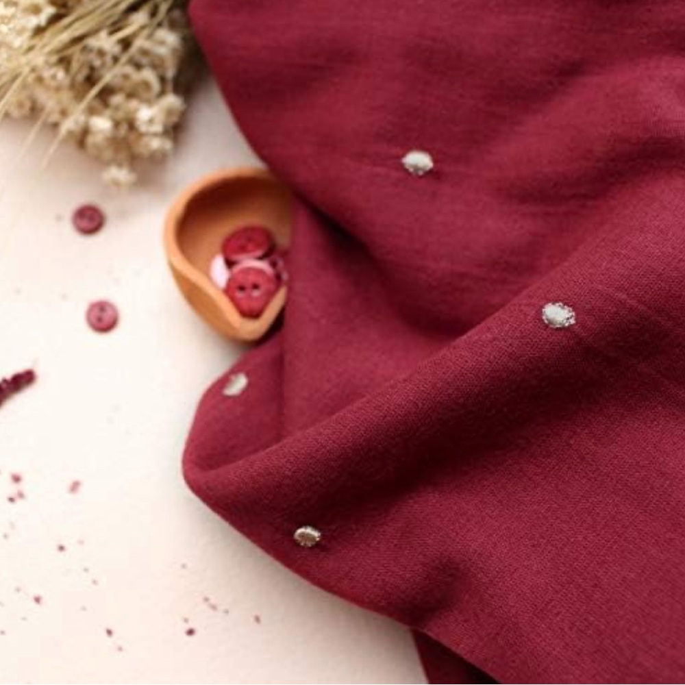 Atelier Brunette Embroidered Cotton 2.5m - burgundy with gold embroidery